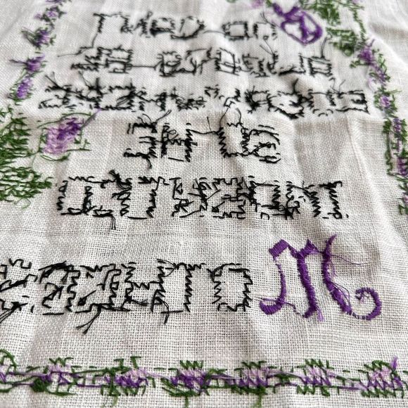 Vintage Embroidered God Invented Mothers Sampler Folk Art Primitive Handmade 80s - Picture 9 of 10